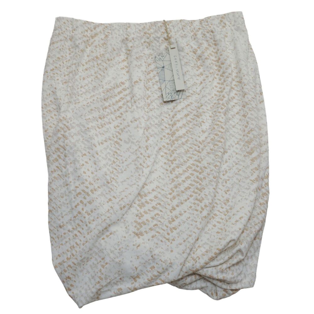Grey State Sz 2 Marais Skirt Winter White Tan Stretch Pull On Casual Midi Women - Picture 1 of 6